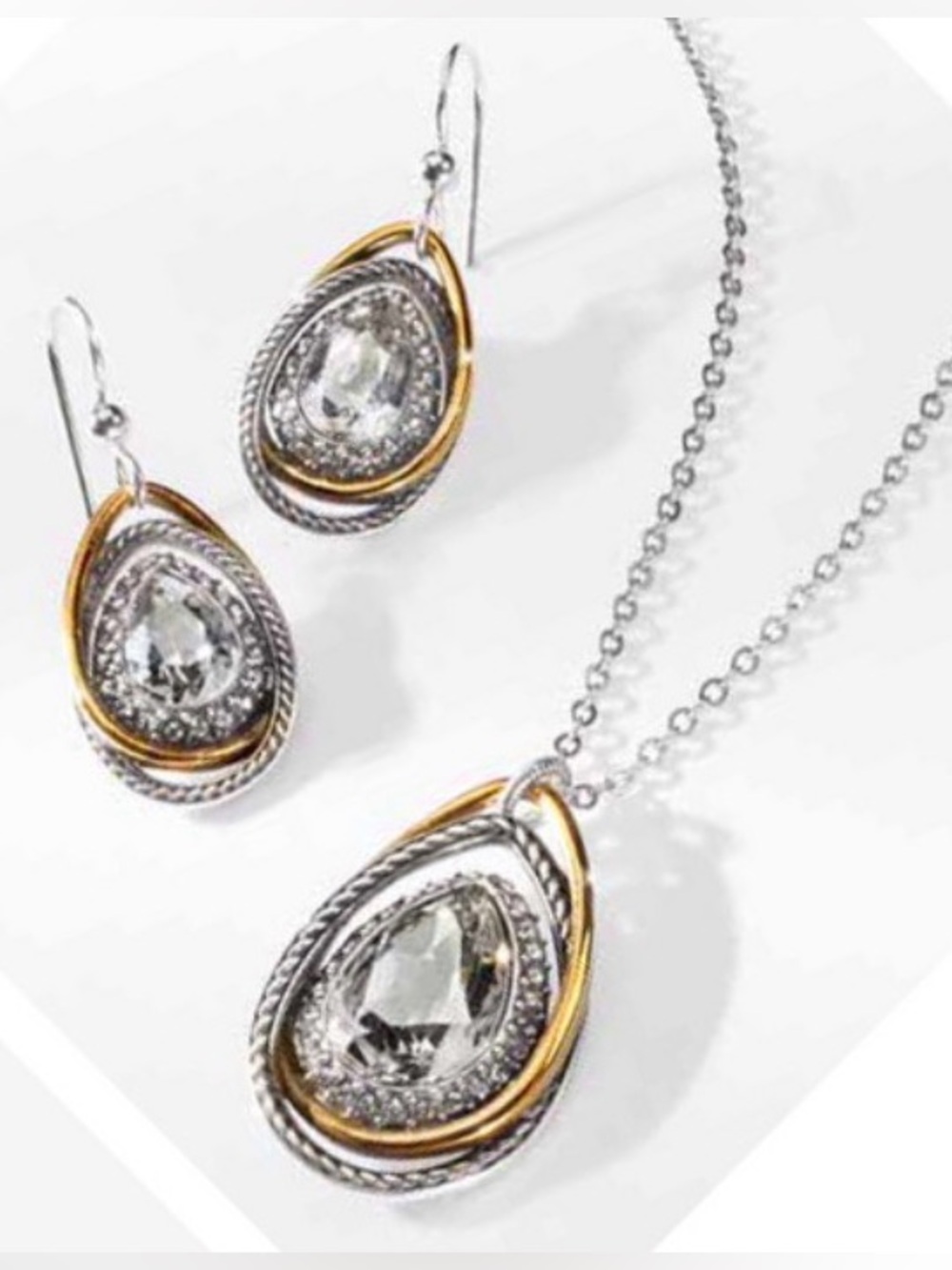 💎BRIGHTON SET! ‘Neptunes Rings’ Swarovski Crystal Two-Tone Necklace & Earrings!